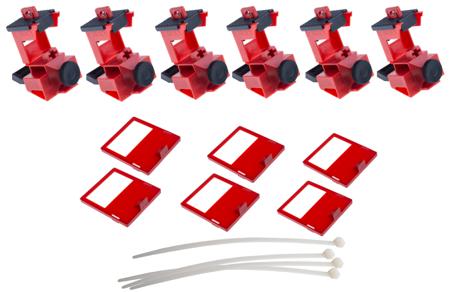 TAGLOCK 480/600V CLAMP-ON BRKR LO PK6 Brady Red 1-Lock Polypropylene Fibreglass Reinforced Nylon Circuit Breaker Switch Lockouts, 7.14mm Shackle