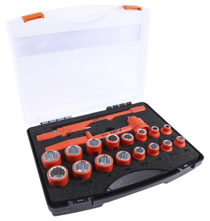 RS_911-1474 ITL Insulated Tools Ltd 19 Piece Socket Set, 1/2 in Insulated Square Drive
