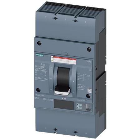 3VA6610-7JQ36-0AA0 Siemens, Sentron MCCB Molded Case Circuit Breaker 3P 1kA, Breaking Capacity 35 kA, Cable Mount