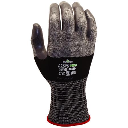 SHO3744 Showa MFT Pro 374 Black, Green Microfibre Abrasion Resistant, Cut Resistant Work Gloves, Size XL, Nitrile Coating