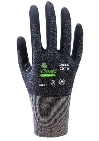 GREEN-CUT-D--SRL--T11 GUYARD GUYARD SAS Black, White Elastane, Nylon, Polyethylene, Spandex, Steel Cut Resistant Work Gloves, Size 11,