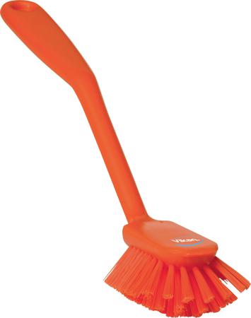 42377 Vikan Medium Bristle Orange Scrubbing Brush, 23mm bristle length, PET bristle material