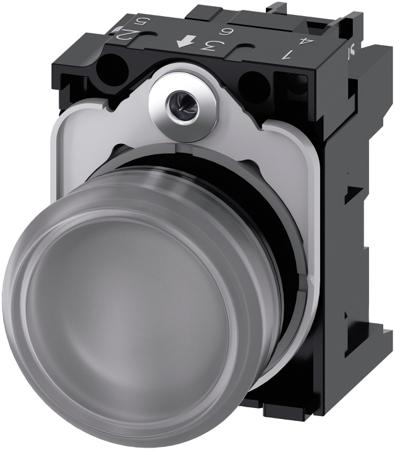3SU1102-6AA70-1AA0 Siemens, SIRIUS ACT 3SU11, Panel Mount Clear LED Indicator, 22mm Cutout, Round, 24V ac/dc