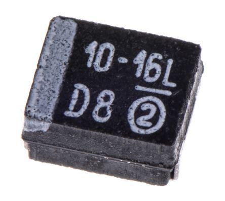 593D106X9016B2TE3 Vishay 10μF 16V dc Tantalum Capacitor MnO2 Solid ±10% Tolerance 593D Series