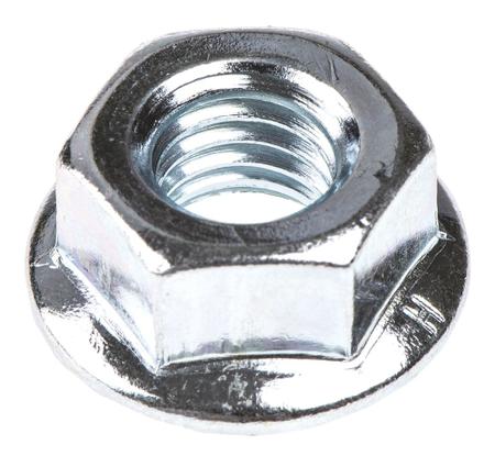 275-557 RS PRO, Bright Zinc Plated Steel Flanged Hex Nut, DIN 6923, M8