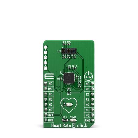 MIKROE-3822 MikroElektronika Heart Rate 9 Click Heart Rate Sensor Heart Rate Sensor Module for SFH 7060, PIC16F1779