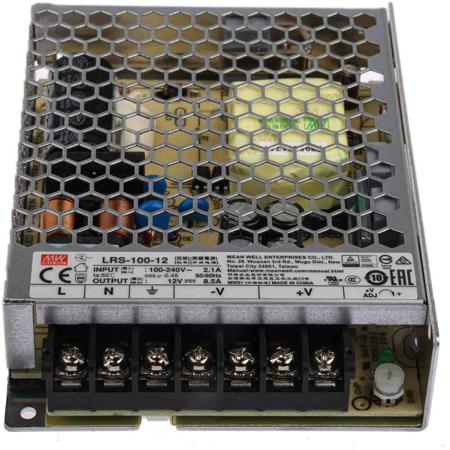 LRS-100-12RS Mean Well Enclosed, Switching Power Supply, 12V dc, 8.5A, 102W