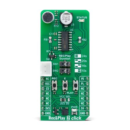 MIKROE-6167 MikroElektronika  Single Message Voice Record And Playback IC From Nuvoton Development Module Signal