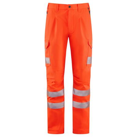 CT05-O-LEO-40S Leo Workwear WINSFORD Orange Durable, Lightweight Hi Vis Trousers