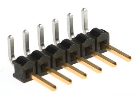 TSW-106-08-L-S-RA Samtec TSW Series Right Angle Through Hole Pin Header, 6 Contact(s), 2.54 mm Pitch, 1 Row, Unshrouded