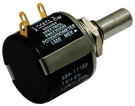 534B1202JL Vishay 534 Series Wirewound Potentiometer with a 6.35 mm Dia. Shaft 10-Turn, 2kΩ, ±5%, 2W, ±20ppm/°C, Panel Mount