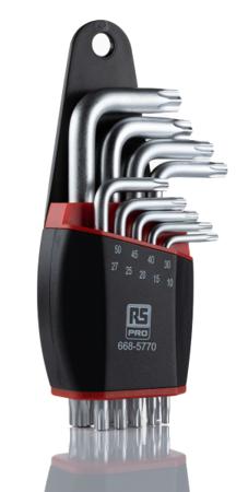 668-5770 RS Pro 9 Piece L Shape Torx Key Set T10; T15; T20; T25; T27; T30; T40; T45; T50
