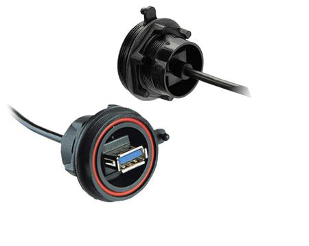 PX0843/A3 Bulgin Straight, Panel Mount, Socket- Single Port Type Type A 3 IP68 USB Connector