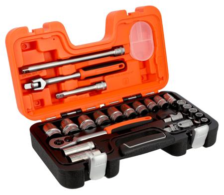 S240AF Bahco 23-Piece Imperial 1/2 in Standard Socket Set with Ratchet, 6 point