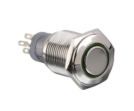 MP0045/1E1RD012S Arcolectric (Bulgin) Ltd Illuminated Push Button Switch, Latching, Panel Mount, 16.2mm Cutout, DPDT, Red LED, 250V ac,