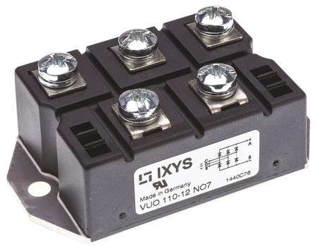 VUO110-12NO7 IXYS Bridge Rectifier Module, 127A, 1200V, 3-phase, 5-Pin
