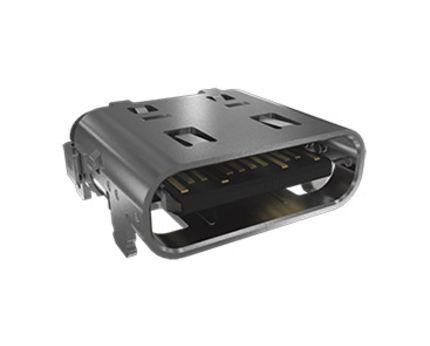 GSB4D313302Y1HR Amphenol Communications Solutions Right Angle, SMT, Socket- Single Port Type C 4.0 USB C Connector