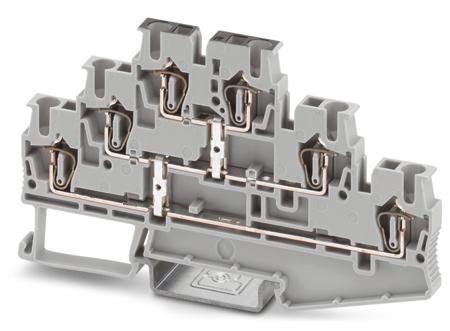 3036068 Phoenix Contact  5-3PV, ST 2 Series Grey, 2.5mm², 3-Level, Spring Termination