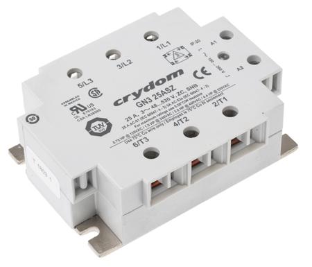 GN325ASZ Sensata Crydom GN3 Series Solid State Relay, 25 A rms Load, Panel Mount, 600 V ac Load, 260 V ac Control