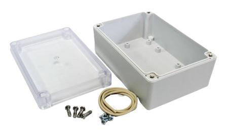 RP1130C Hammond RP Series Light Grey Polycarbonate General Purpose Enclosure, IP65, Clear Lid, 125 x 85 x 55mm