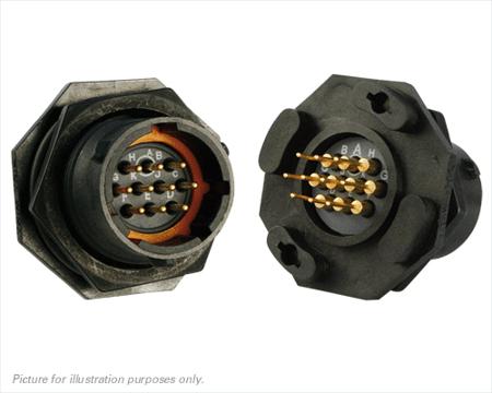 UTS712D10P Souriau Sunbank by Eaton Circular Connector, 10 Contacts, Panel, Standard Connector, Plug, Male, IP68, IP69K, UTS Series