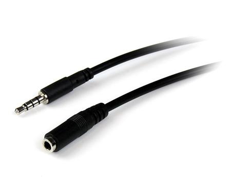 MUHSMF2M StarTech.com Male 3.5mm Stereo Jack to Female 3.5mm Stereo Jack Aux Cable, Black, 2m