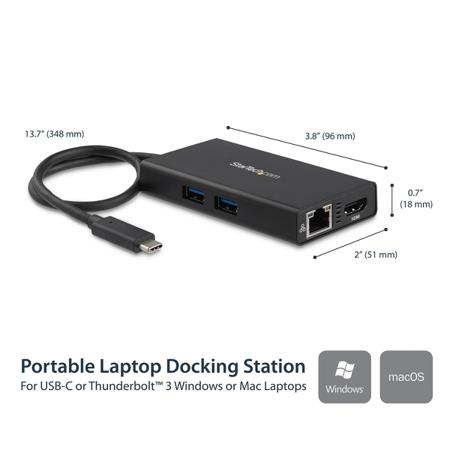 DKT30CHPD StarTech.com 4K USB-C Laptop Docking Station with HDMI - 3 x USB ports, USB A, USB C