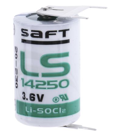LS142503PF Saft  3.6V Lithium Thionyl Chloride 1/2 AA Battery, 1200mAh