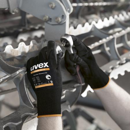 6002606 uvex 60026 Black Elastane, Polyamide Breathable Work Gloves, Size 6, Micro-NBR Foam Coating