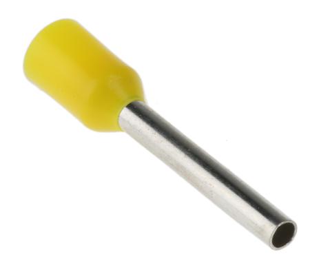 178-7306 RS PRO Insulated Crimp Bootlace Ferrule, 12mm Pin Length, 1.4mm Pin Diameter, 1mm² Wire Size, Yellow
