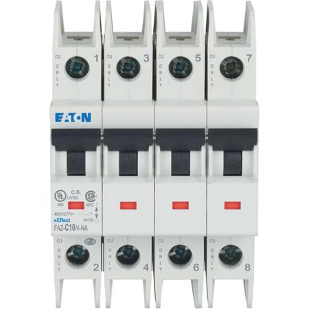 190926-FAZ-C10-4-NA Eaton xEffect FAZ MCB, 4P, 10A Curve C, 240V AC, 60V DC, 10 kA Breaking Capacity