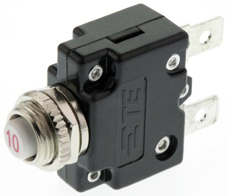 W57-XB7A4A10-10 TE Connectivity Thermal Circuit Breaker - W57  Single Pole 250V ac Voltage Rating, 10A Current Rating