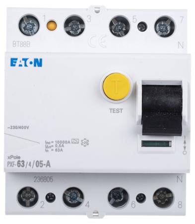 236805 PXF-63/4/05-A Eaton PXF-A RCCB, 63A, 3+N Pole, 500mA, Type A