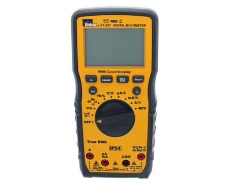 61-357 Ideal Industries  Handheld LED Multimeter, 10A ac Max, 10A dc Max, 1000V ac Max