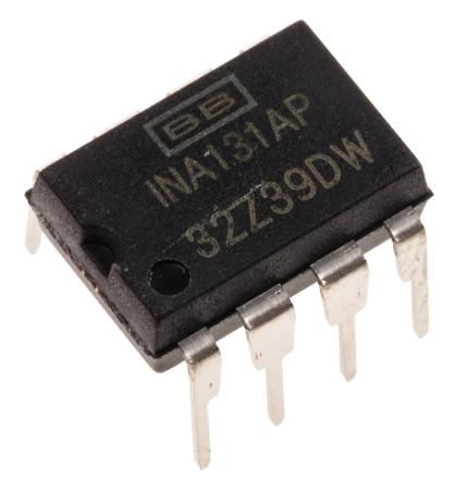 INA131AP  Texas Instruments, Instrumentation Amplifier, 0.125mV Offset, 5 [arrow/] 28 V, 8-Pin PDIP