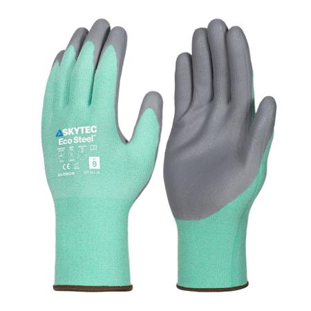 SKG00098EB Skytec Eco Steel Green, Grey Recycled Polyester Abrasion Resistant, General Purpose Work Gloves, Size Extra Small,