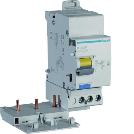 BFF325F Hager BFF RCCB, 25A, 3 Pole, 300mA, Type F