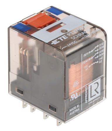 PT270024-4-1419111-2 TE Connectivity DPDT Non-Latching Relay PCB Mount, 24V dc Coil, 12 A