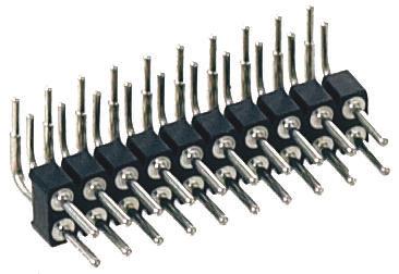 802-80-022-20-001101 Preci-Dip 802 Series Right Angle Through Hole Pin Header, 22 Contact(s), 2.54 mm Pitch, 2 Row, Unshrouded