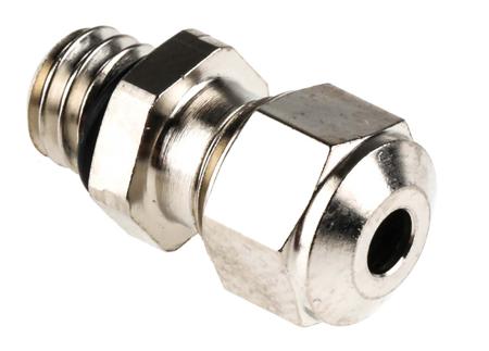 A1000.06.025 SES Sterling A1 Series Metallic Nickel Plated Brass Cable Gland, M6 Thread, 2mm min., 2.5mm max., IP68, IP69K