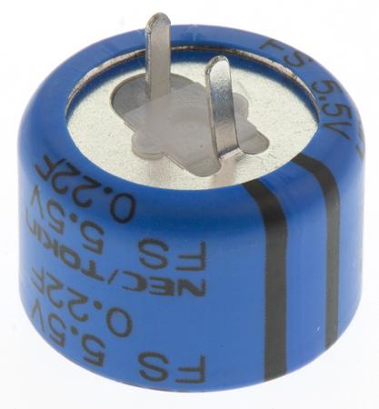 FS0H224ZF KEMET 0.22F Supercapacitor -20 → +80% Tolerance, Supercap FY 5.5V dc, Through Hole
