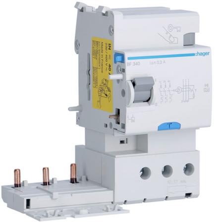 BF340 Hager BF RCD, 40A, 3 Pole, 300mA, Type A-HI, 500V