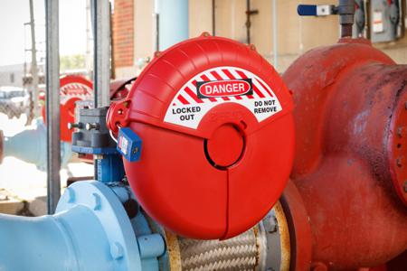 CGV-13 Brady Red ABS Gate Valve Lockout, 9.53mm Shackle, 330mm Attachment