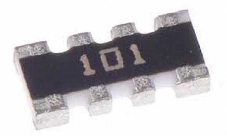 CAY16A-101J4LF Bourns 100Ω Resistor Array, 4 Resistors, 0.25W total, 1206 (3216M), Convex