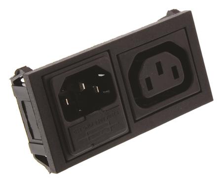 BZH11/Z0000/00 Bulgin C13, C14 Snap-In IEC Connector Male, 10A, 250 V, Fuse Size 5 x 20mm