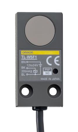TL-W5F1 Omron NO Inductive Sensor 5 mm Detection Range, Block 24.9mm length, 12 → 24 V dc, IP67