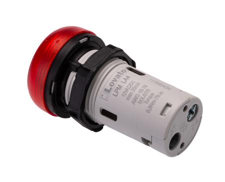 LPMLA4 Lovato, LPML, Panel Mount Red LED Pilot Light, 22mm Cutout, IP66, IP67, IP69K, Round, 12V