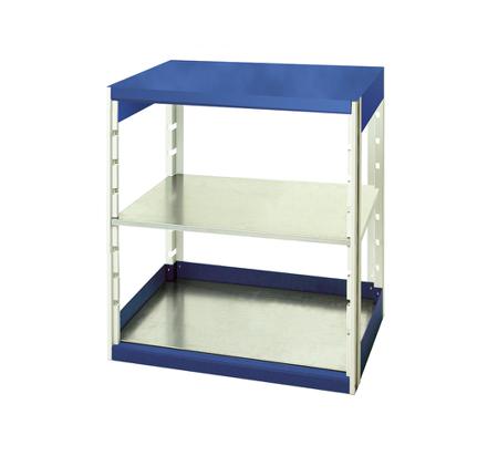 46001005-11V Bott Blue 2 Shelf Sheet Steel Storage Rack System Shelving System Upright Frames, 1000mm x 800mm, 650mm