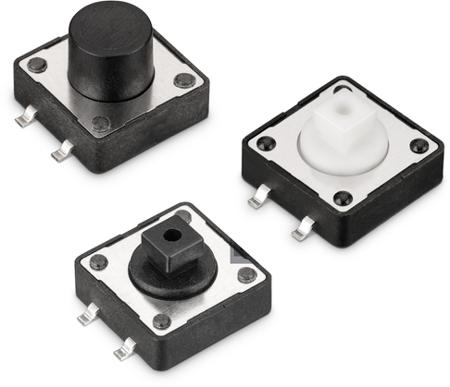 430172085816 IP67 Black Tact Switch, SPST 50mA 7mm Surface Mount