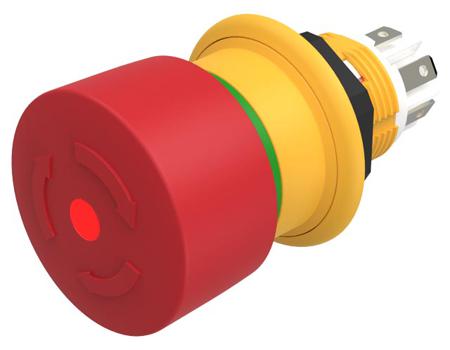61-6451.4277 EAO Twist Release Emergency Stop Push Button, Panel Mount, 16mm Cutout, 1 NO + 1 NC, IP66, IP67, IP69K